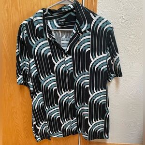 Express Rayon Short Sleeve Collared Shirt